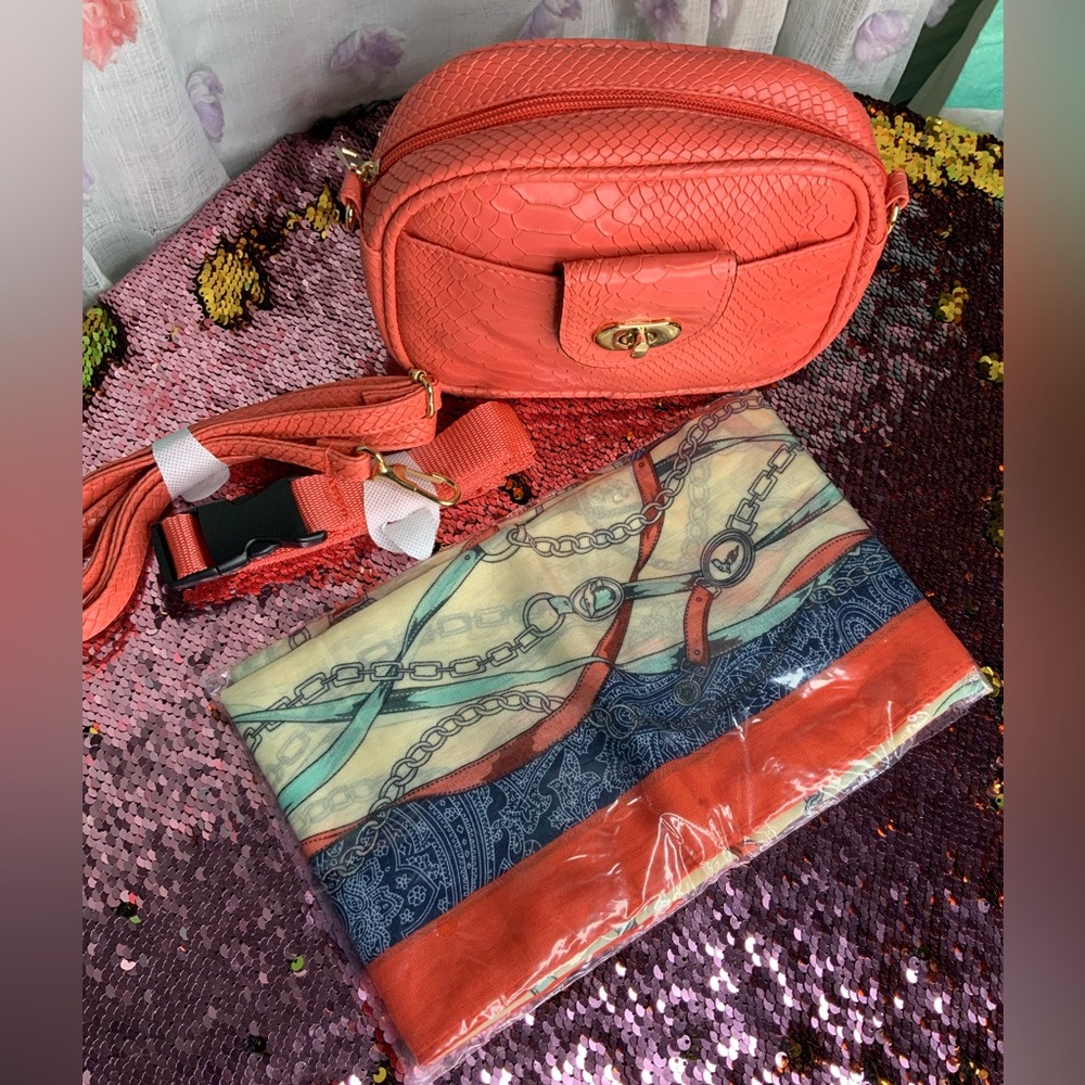 Coral Convertible Snakeskin print bag